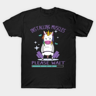 Installing Muscles Please Wait Shirt - Funny Unicorn Fitness Tank Top T-Shirt